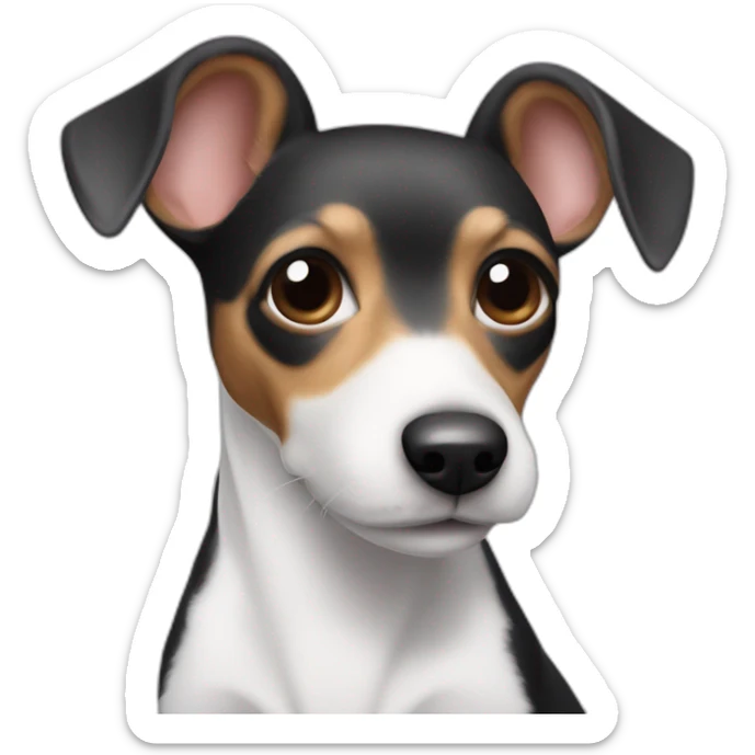 Rat Terrier blanco con manchas dos manchas negras en cara y orejas hacia arriba sticker