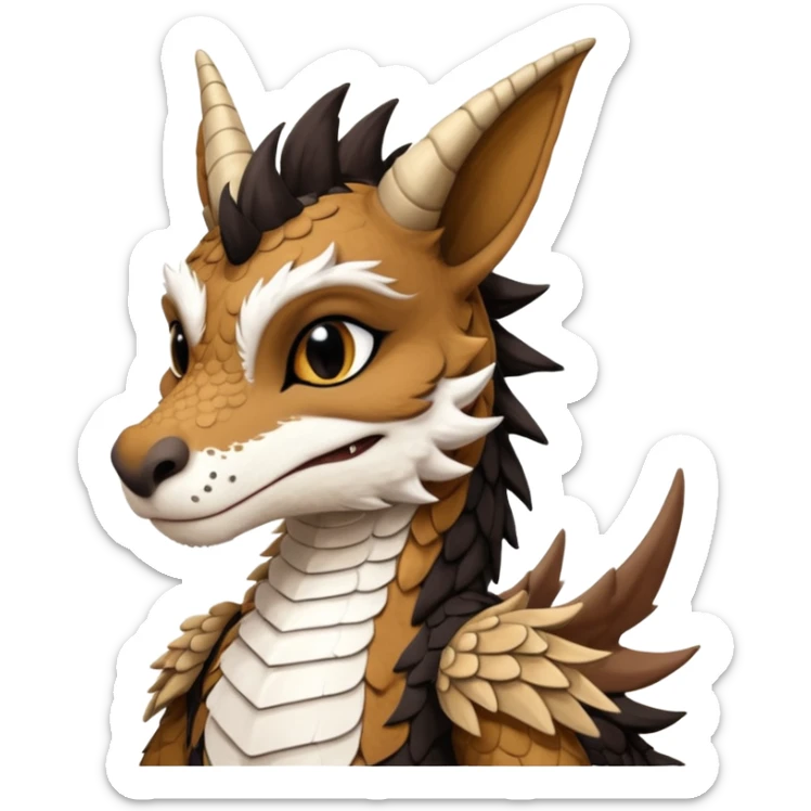 “Telephone” the brown, black and white anthropomorphic anthro “Dutch Angel Dragon” furry original species fursona fursuit sticker