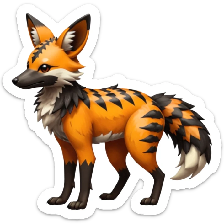 Shiny Glossy Silvally-Aardwolf-Maned-Wolf-Trico-Genet-fusion-animal-hybrid-creature, full body sticker