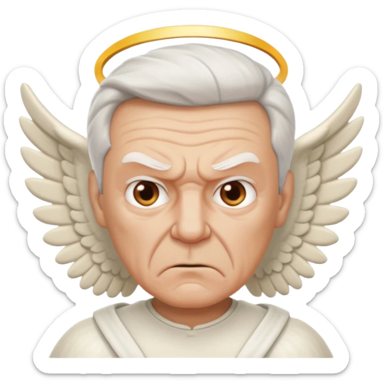 Angry older white male Italian animated angel I don't want a real face sticker