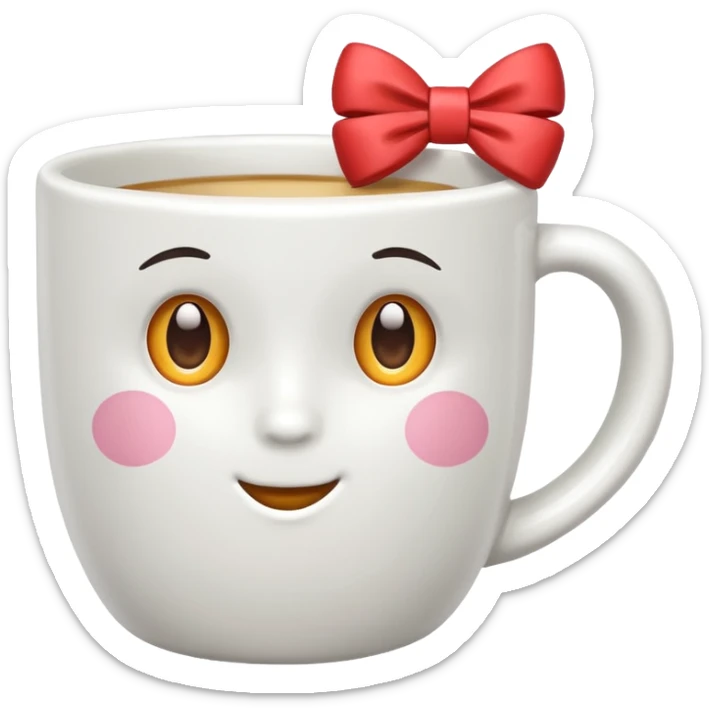 white cup with bow sticker