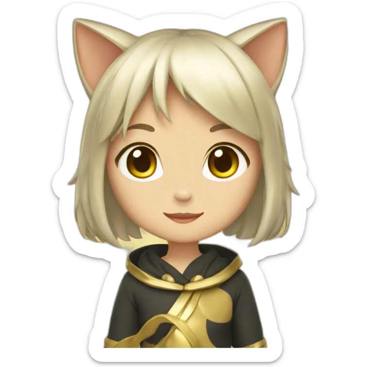 gold neko girl sticker