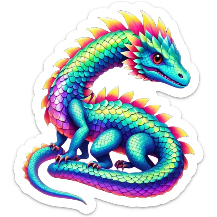 An exotic scaly neon tropical animalistic fantasy edgy badass cool realistic unique bizarre eccentric Fakémon-creature (full body) sticker