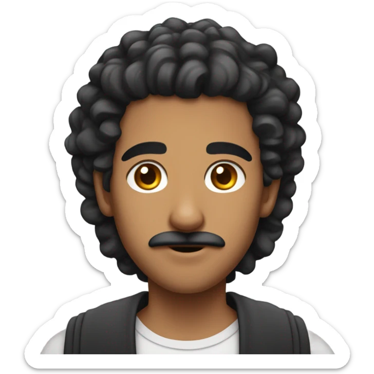an arab man with curly black hair and a goatie snd mustache teenager sticker