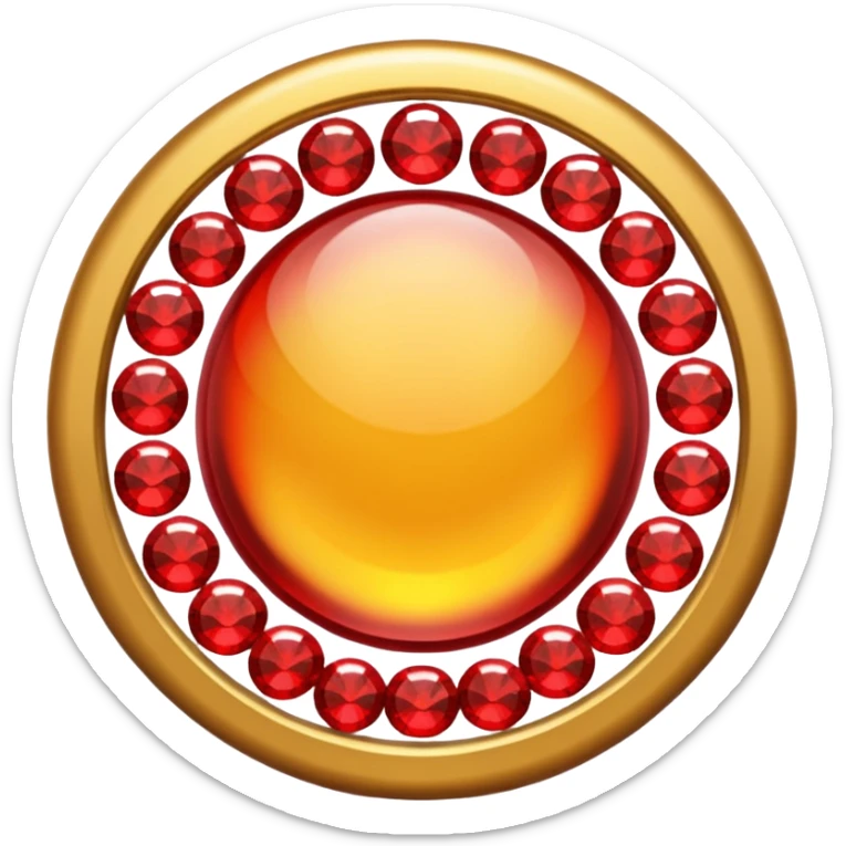 Golden circle with red gems sticker