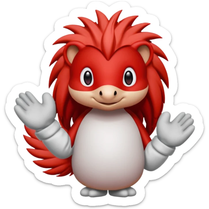 knuckles a red animal with peach arms and white mittens that have no fingers , he’s a echidna with red eyes sticker