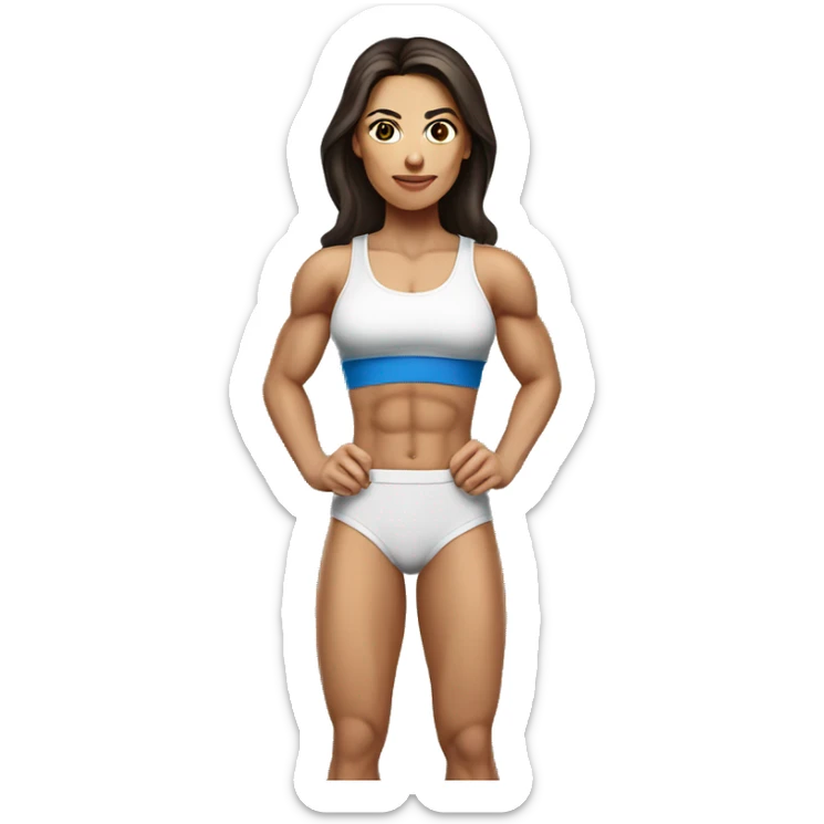 Ukrainian brunette woman with muscles, fitness woman  sticker