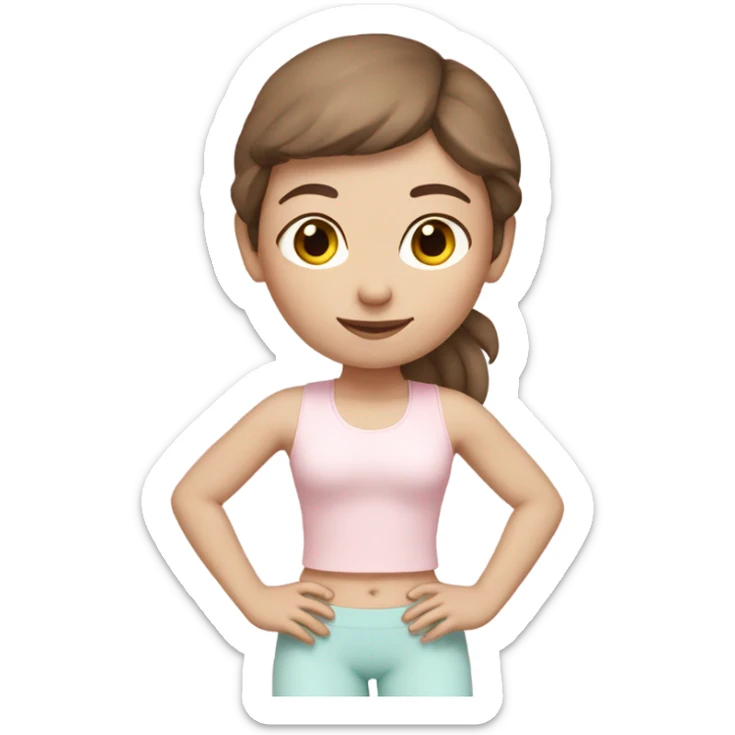 Brown hair pale skin yoga girl light pink clothes n sticker