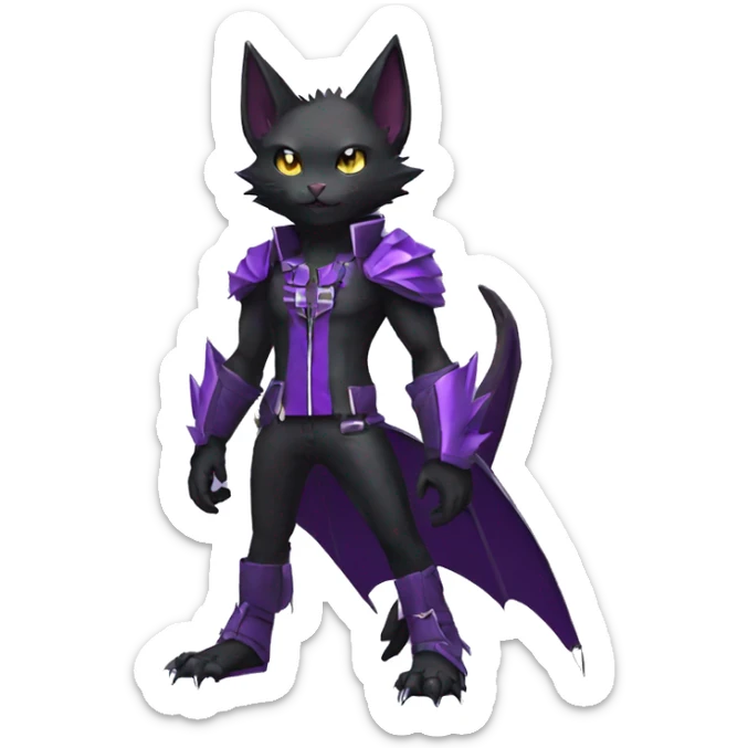 cool edgy black punk Purple nargacuga-bat-cat-Fakemon collar full body sticker