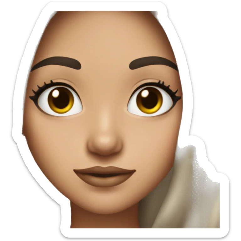 brunette girl with long hair and ñong dark lashes  sticker