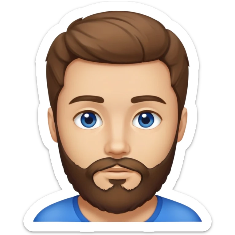 Un jeune homme avec une barbe légèrement fournie, des cheveux courts bruns et yeux bleu sticker