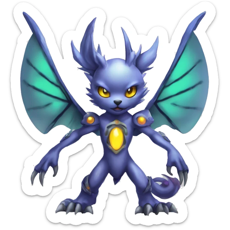 cute cool edgy ethereal magical alien punk Digimon-Fakemon-animal full body sticker