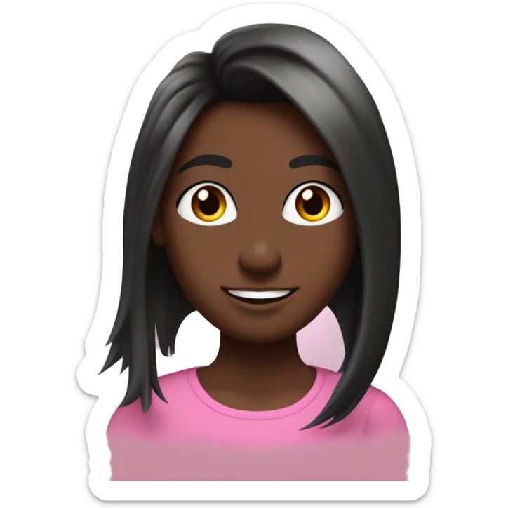 pelo negro liso largo con mechas rosadas adelante, piel blanca sticker