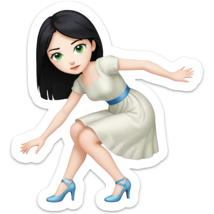King, black Hair, blue eyes, whole body, Woman, bending knees, blonde, green eyes, White Dress, sticker
