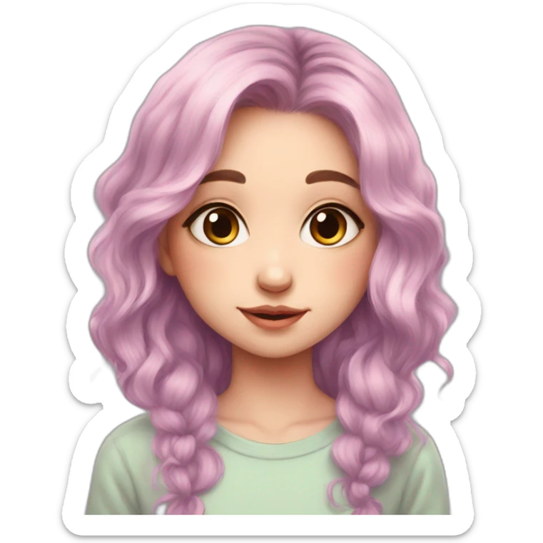 hair girl pastel art painting cute sticker