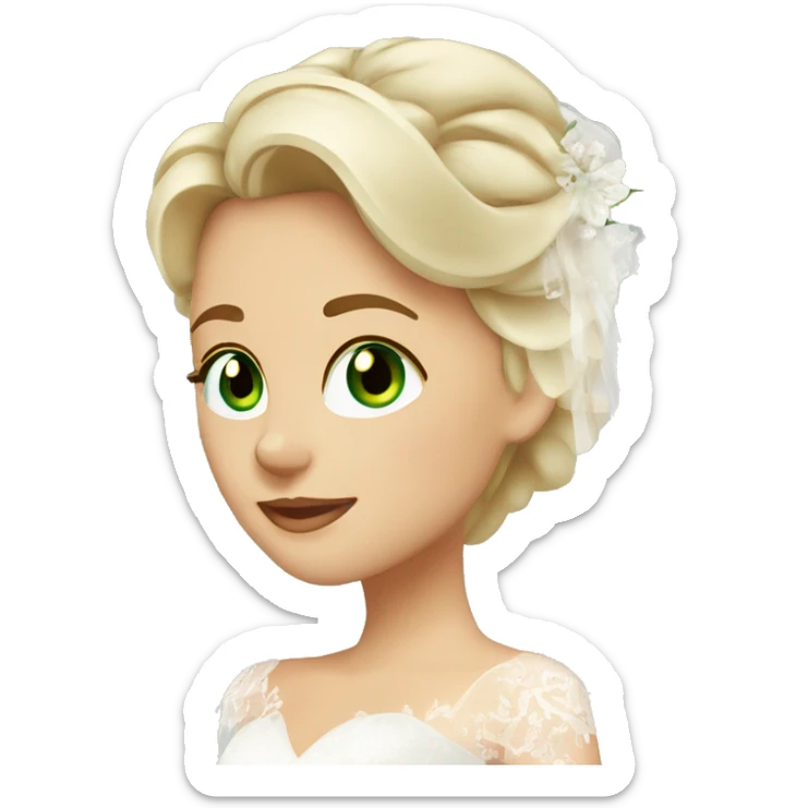 Blonde bride green eyes. Dark Brown hair groom brown eyes Caucasian  sticker