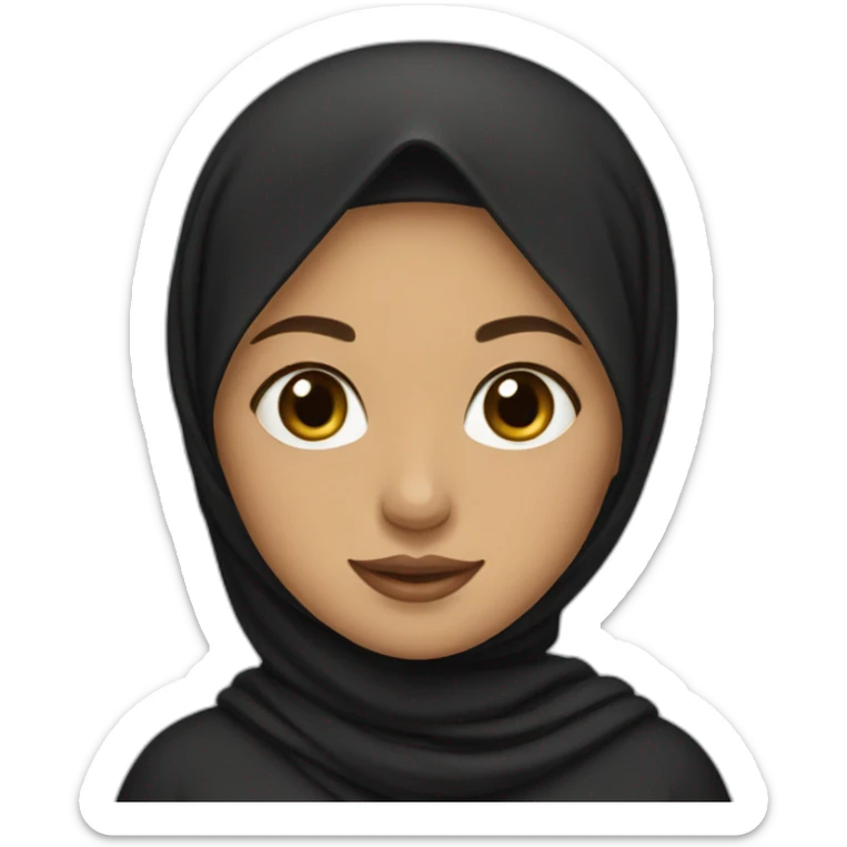 A hijabi girl with mat skin, black sweat and black skirt sticker