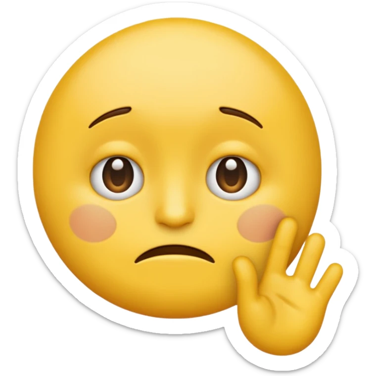 A straight face emoji with a slight look of disgust, a horizontal hand where the neck would be. All yellow. It should be a normal emoji with no body parts except the floating jandc sticker