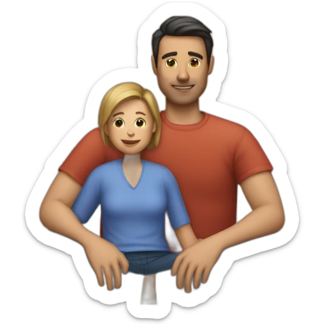 generate an emoji of a person sitting on the lap of someone else  sticker
