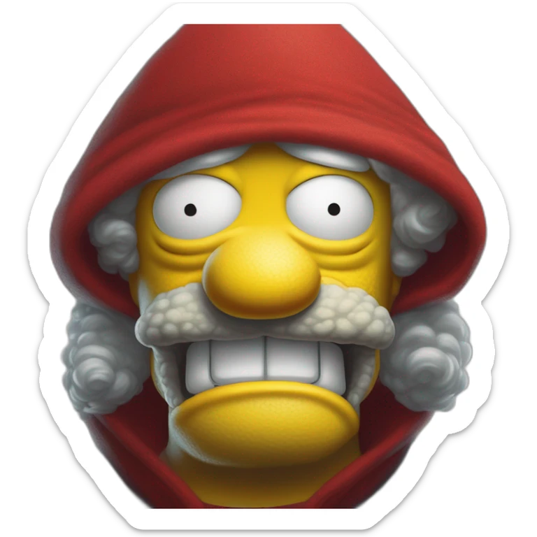 a close up of homer simpson wearing a red cloth, michael whelan and karol bak, by Andrew Ferez, pascal blanche, graphic artist magali villeneuve, mark simonetti sticker