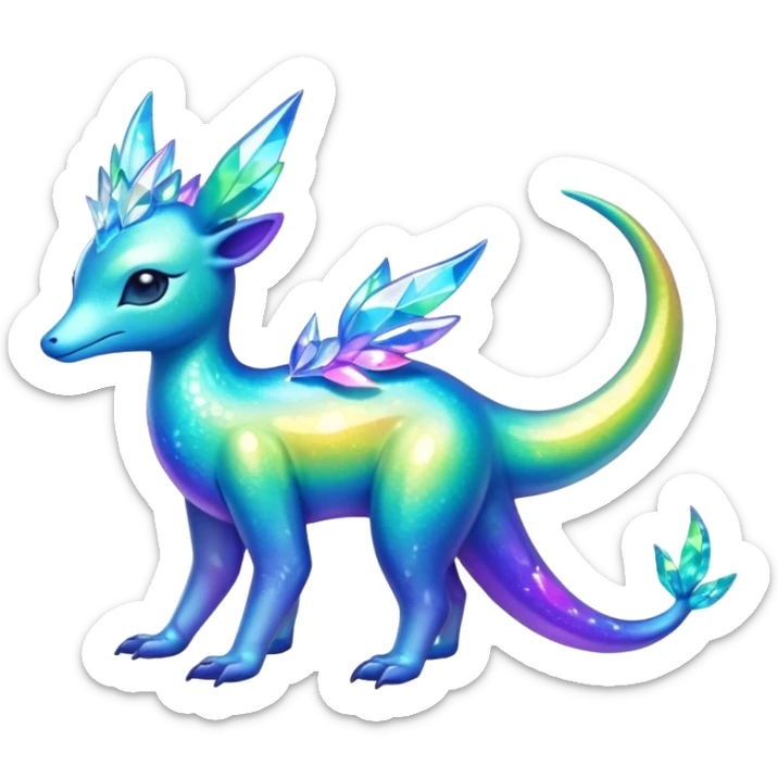 Shiny Exotic Colorful Amaura-Aurorus-Fakémon-hybrid-creature (full body)  sticker