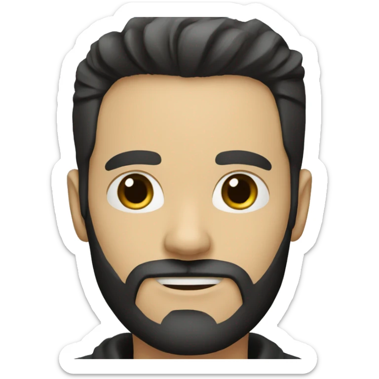 a white man with a black beard and a fashionable dark brown hairstyle is intrigued sticker