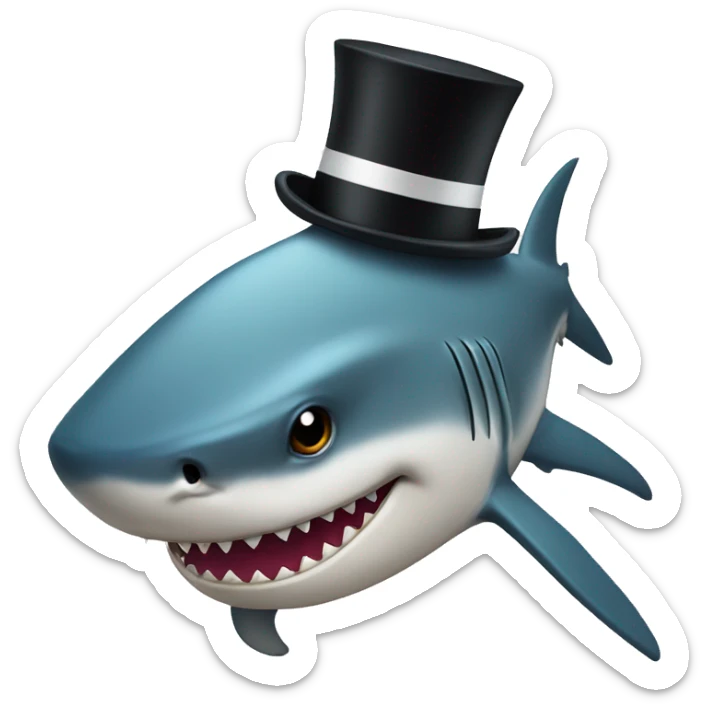 Shark with a top hat sticker