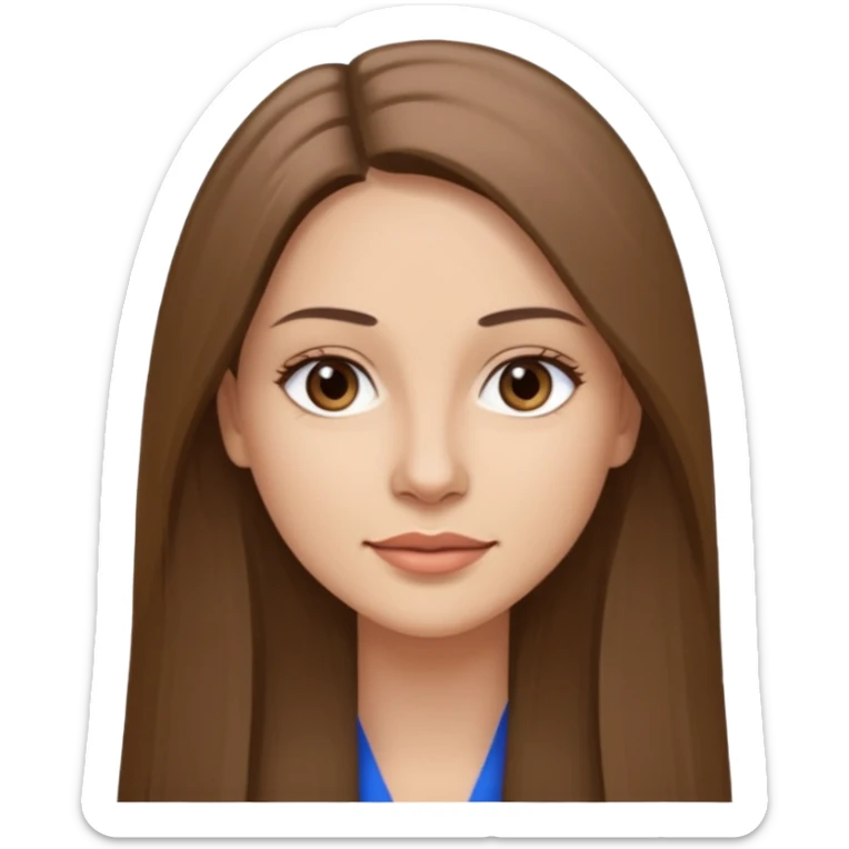 a woman in her 30´s, light skin with medium brown straight hair, long hair. Gray eyes. No eyeglasses. sticker