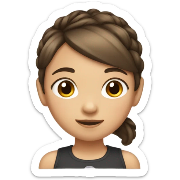 À Little girl with short brown  hair and a small ponytail on the top of the head sticker