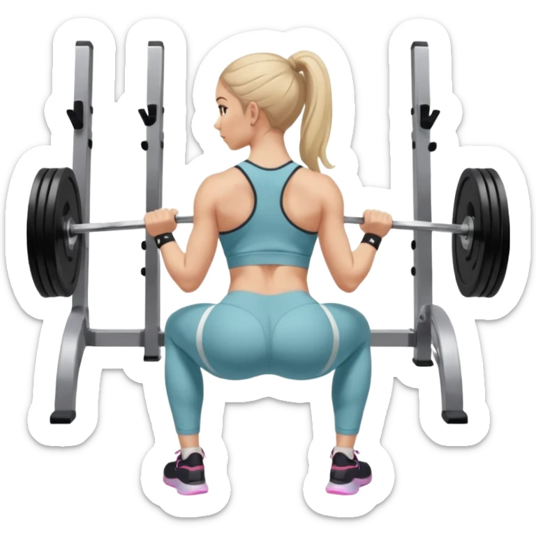 girl working out glutes shirt on but showing from behind but she's squatting and full body zoomed out also more coverage please  sticker
