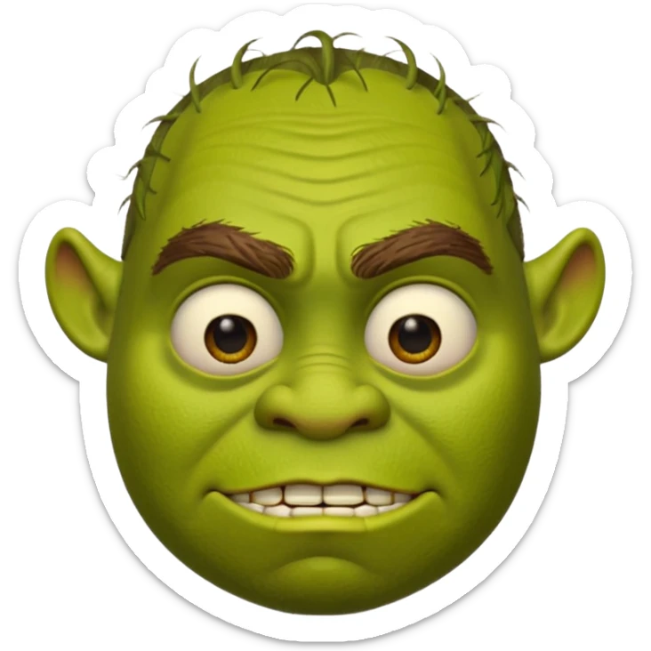 Create a Shrek emoji for a teams chat but make it more original style to the movie- make it as realistic as possible sticker