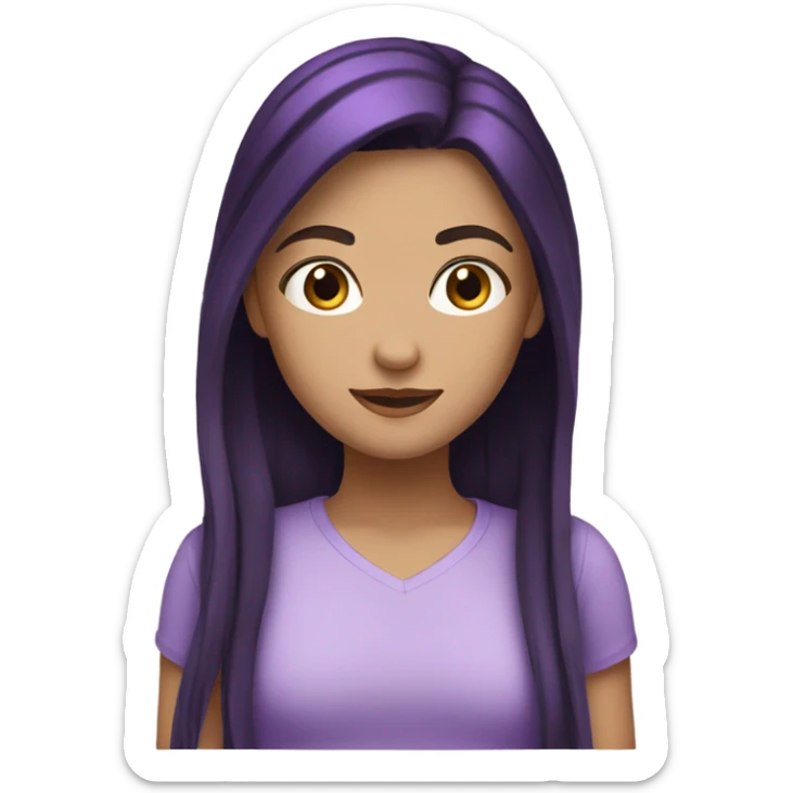 White tan with black hair and white gurl with purple hair sticker