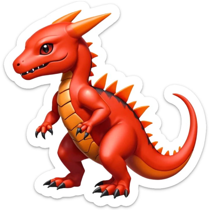 Cute Shiny Guilmon-Salandit-Fakémon-hybrid-creature (full body)  sticker