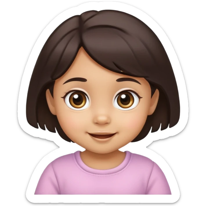 smiling baby girl with big eyes, medium skin tone, and dark hair sticker