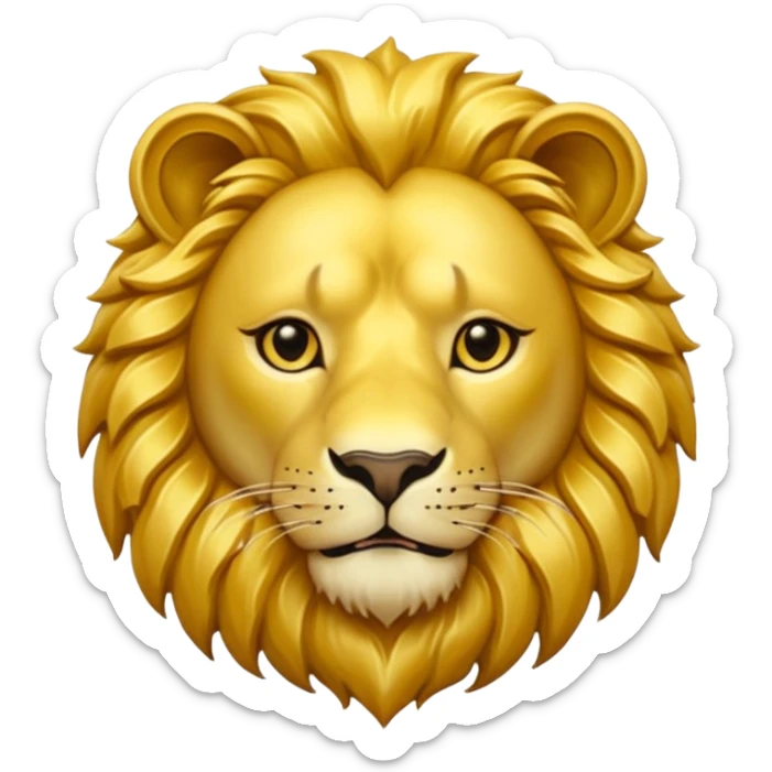 Fais un emoji de pièce d'or avec l'inscription F dessus et un lion très détaillé sticker