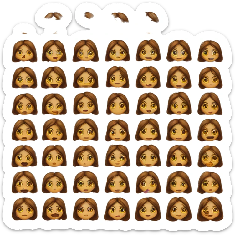 chica de 43 años, pelo castaño por el hombro, ojos almendrados marrones verdosos, labios rojos sticker