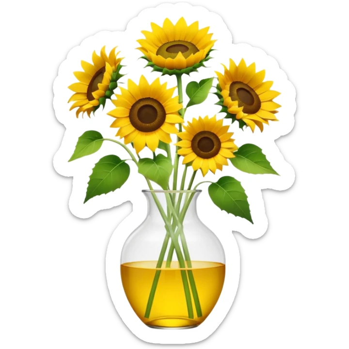 sunflower bouquet in a clear vase with scandinavian minimalist vibe sticker
