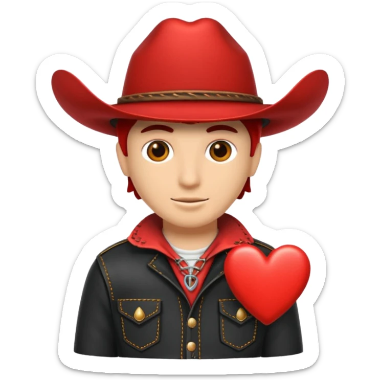 Puedes hacer el órgano conocido como corazón de humano con  un sombrero de vaquero color negro encima sticker