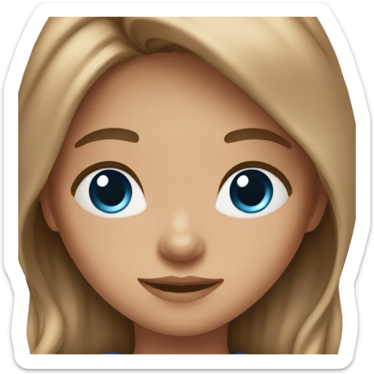 Girl with light brown long  brown long hair, blue eyes, and peachy skin  sticker