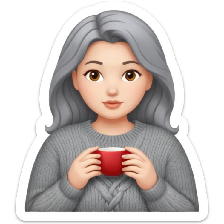 Design a woman’s grey sweater for a voluptuous woman. Only design the sweater. Remove the woman sticker