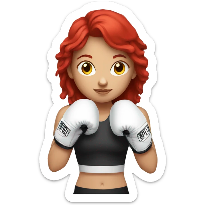 Boxing girl, red hair, white skin, red boxing gloves sticker
