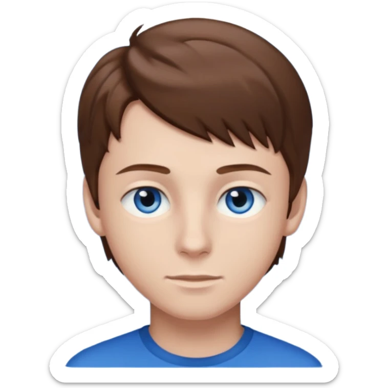 teenager boy with brown hair and blue eyes sticker