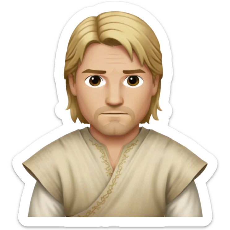 Jaime Lannister from game of thrones, cloth shirt, middle part hair sticker