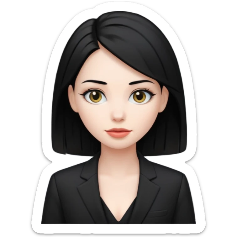 👩🏻‍⚖️ i need an image like this for a political analays with black hair and blck open necked suit sticker