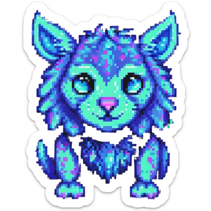 Neon Fantasy Furry-Fakémon-Creature with splash markings (full body) sticker