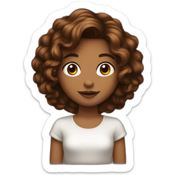 Jeune fille, cheveux marrons avec son copain aux cheveux noirs sticker