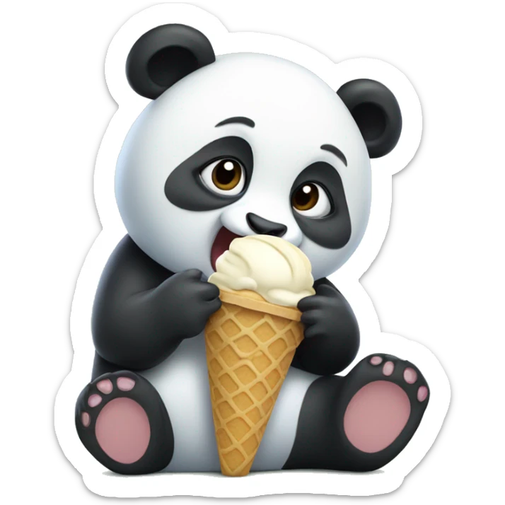 Panda eating ice cream sticker