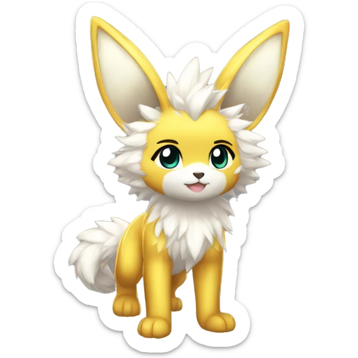 shiny anthro sparkle-furry fur-sona chibi-style Fakémon-hybrid full body sticker