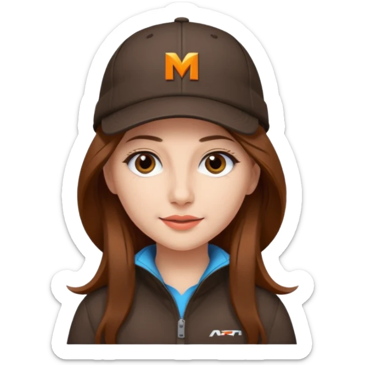 dziewczyna w długich brązowych włosach z czapką mclarena f1 sticker