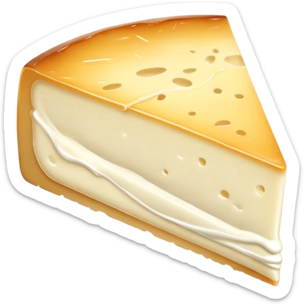 cinematic-realistic-brie-cheese-emoji,-featuring-a-creamy gooey center,-soft-ripened-cheese-with-a-delicate white rind-rendered-with-lifelike-detail-and-inviting,-natural-lightingwith a slide showing the gooey center sticker